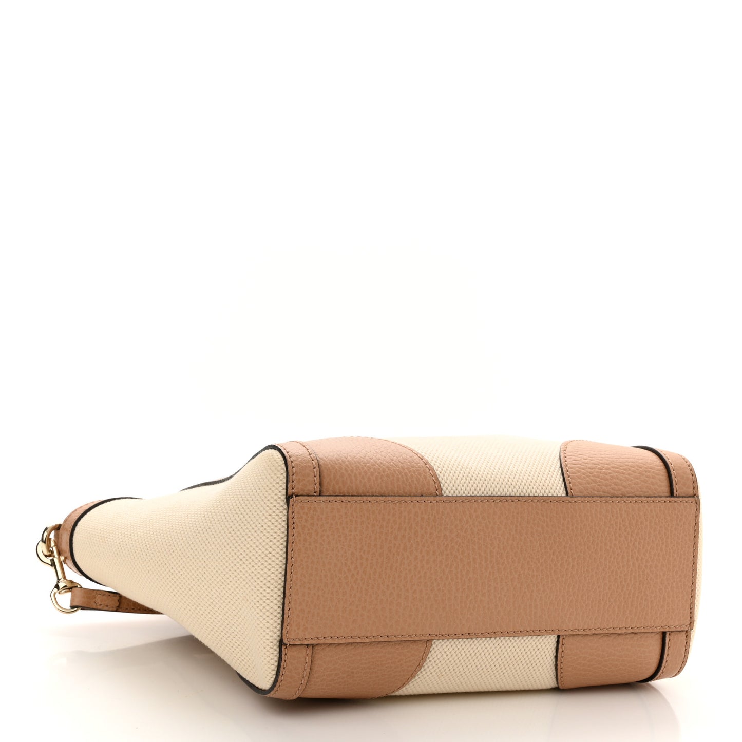 Linen Canvas Calfskin MIni Swing Top Handle Bag Natural