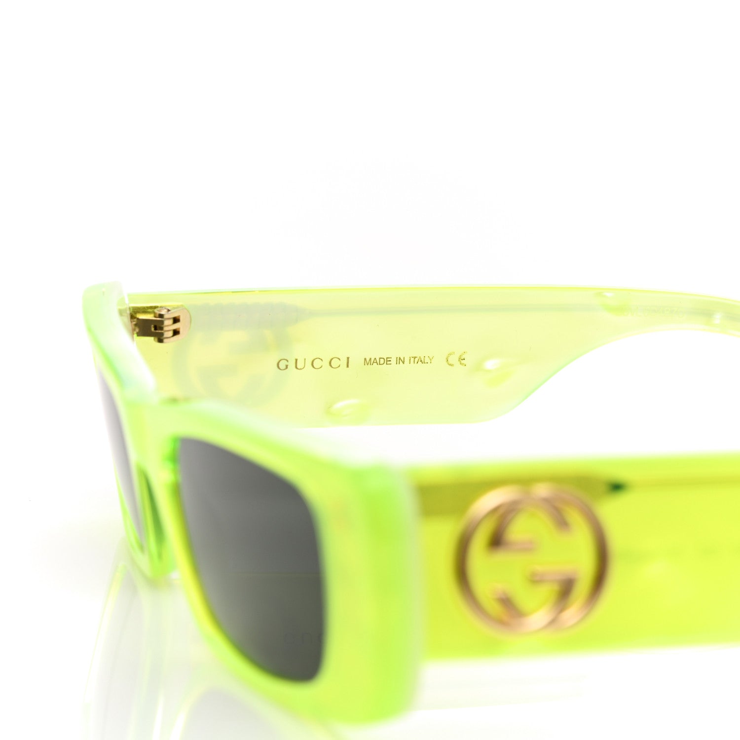 Gucci Acetate Rectangular Sunglasses GG0516S Fluorescent Yellow 5 of 7