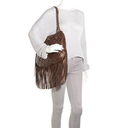 Chanel Calfskin Into The Fringe Hobo Brown 2 of 9