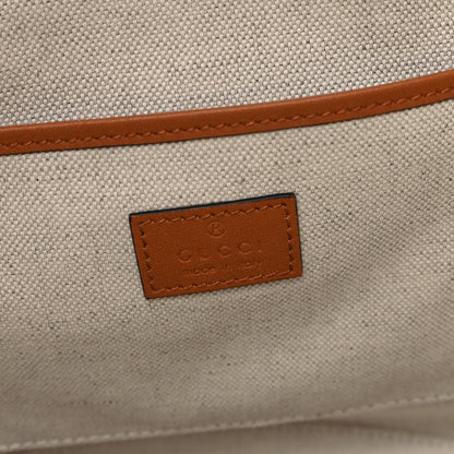 Gucci Straw Calfskin Medium Logo Patch Tote Natural Tan 6 of 10