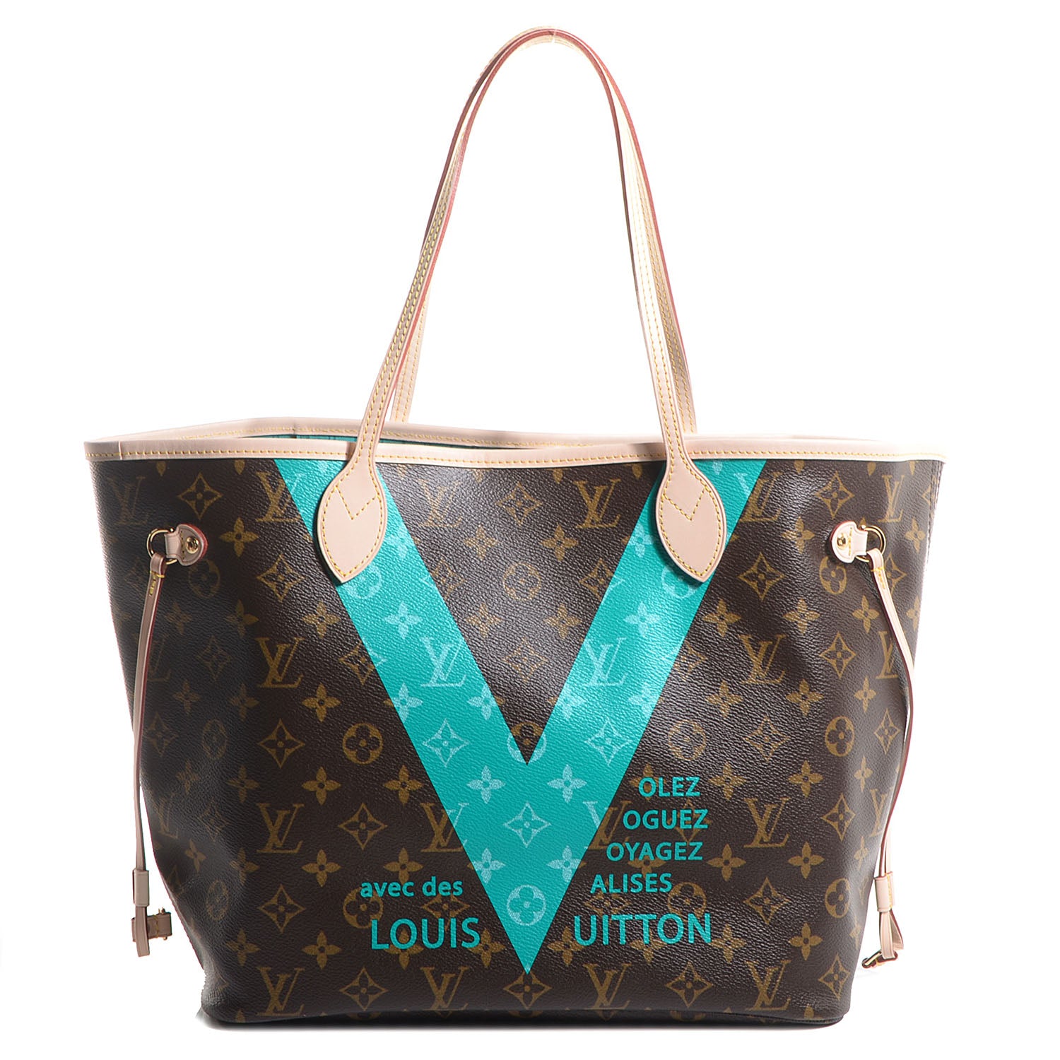 Louis Vuitton Monogram V Neverfull MM Turquoise 1 of 9