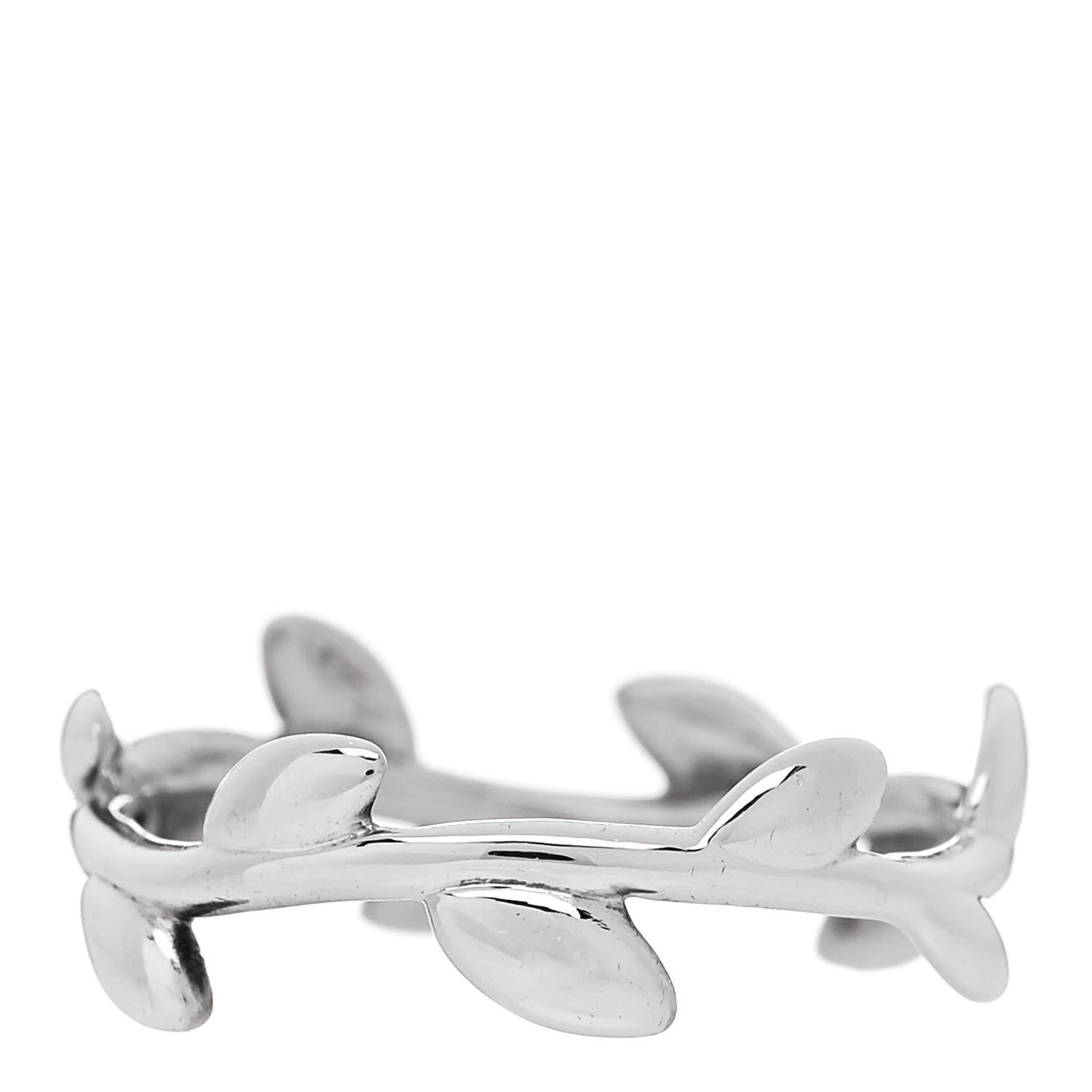 Tiffany Sterling Silver Paloma Picasso Narrow Olive Leaf Band Ring 49 5 3 of 4