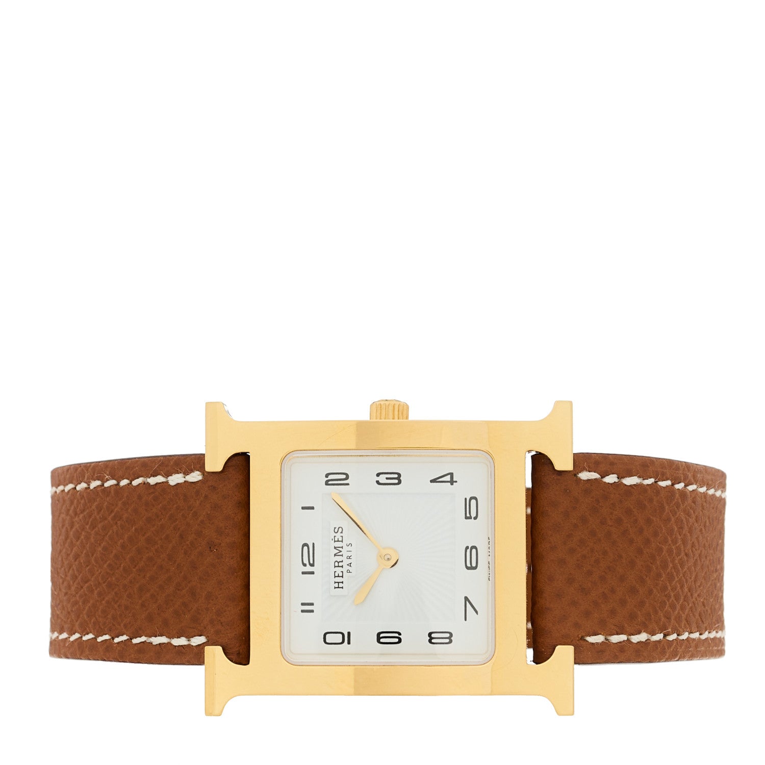 Hermes Stainless Steel Epsom 26mm Heure H Hour Quartz Watch Gold 2 of 5
