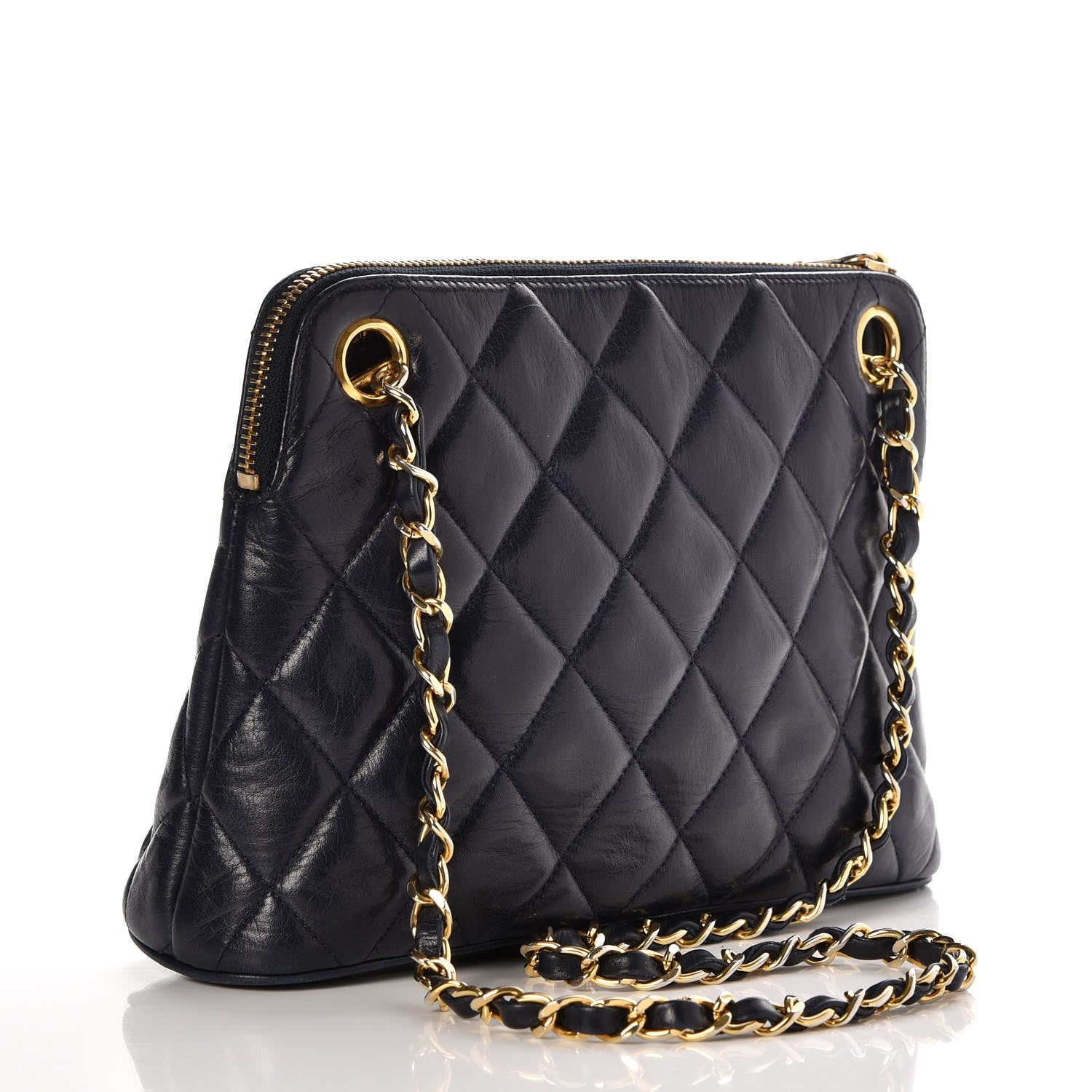 Chanel Lambskin Quilted Shoulder Bag Navy Blue 3 of 9