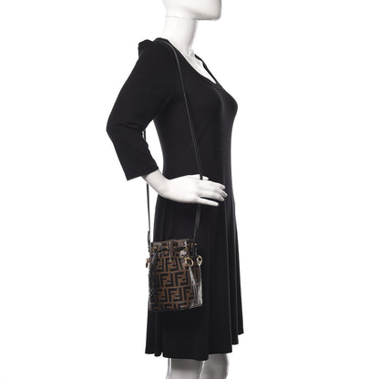 Fendi Vitello Liberty F is Fendi Bi-Color FF 1974 Embossed Mini Mon Tresor Bucket Bag Maya Black 2 of 13