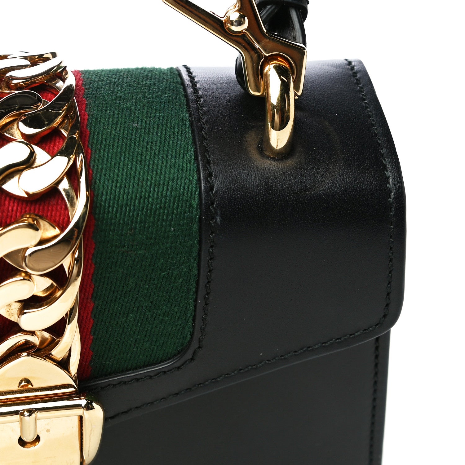 Gucci Calfskin Mini Sylvie Top Handle Bag Black 19 of 21