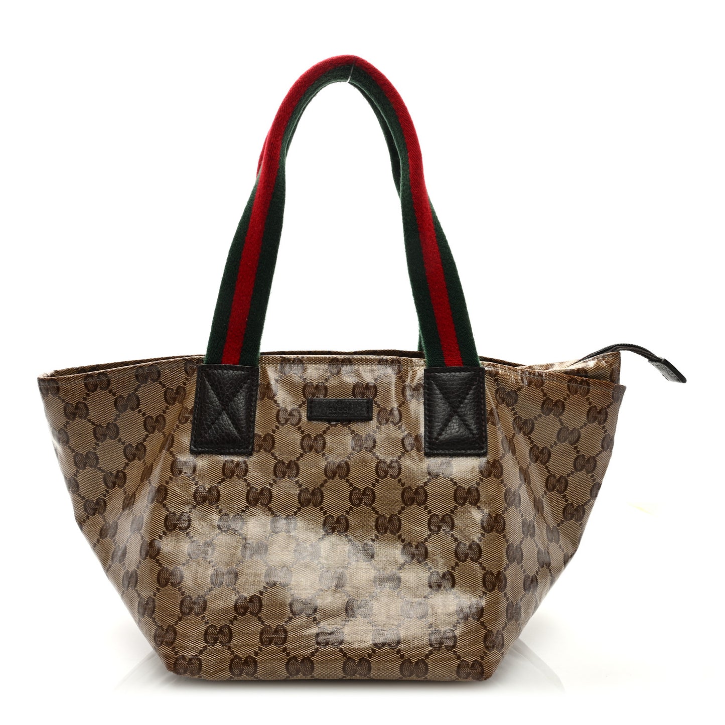 Crystal Monogram Mini Web Handle Bucket Tote Brown