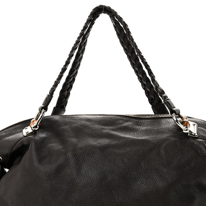 Gucci Pebbled Calfskin Large Bamboo Bar Tassel Shoulder Bag Dark Brown 8 of 10