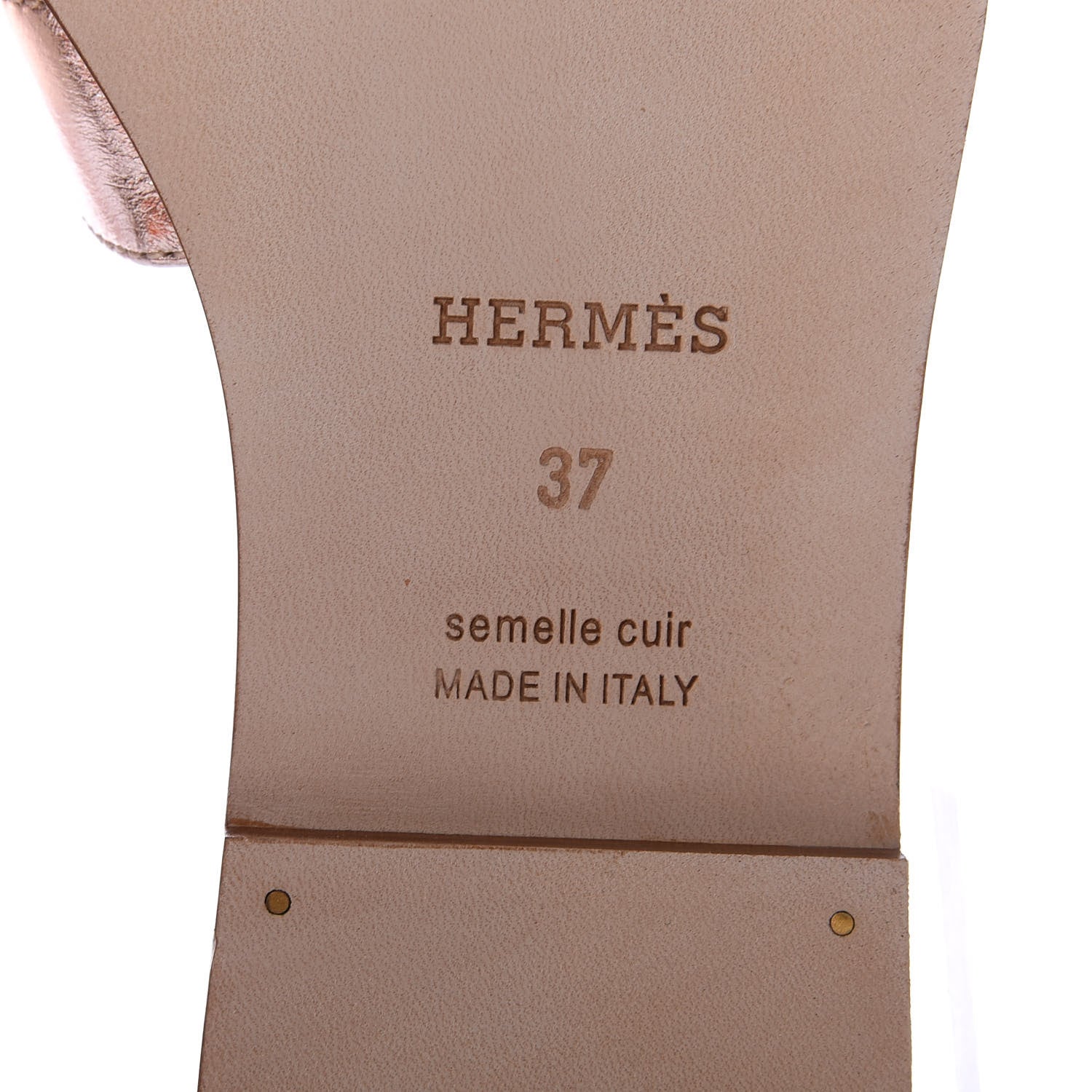 Hermes Metallic Nappa Oran Sandals 37 Rose Dore 8 of 10