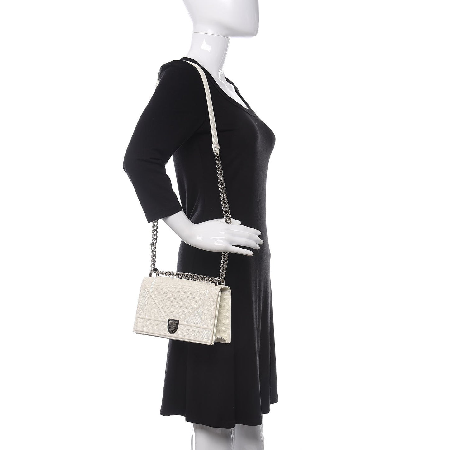 Patent Micro-Cannage Small Diorama Flap Bag White