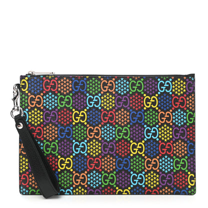 Gucci GG Supreme Monogram Psychedelic Zip Wristlet Pouch Black Multicolor 1 of 8
