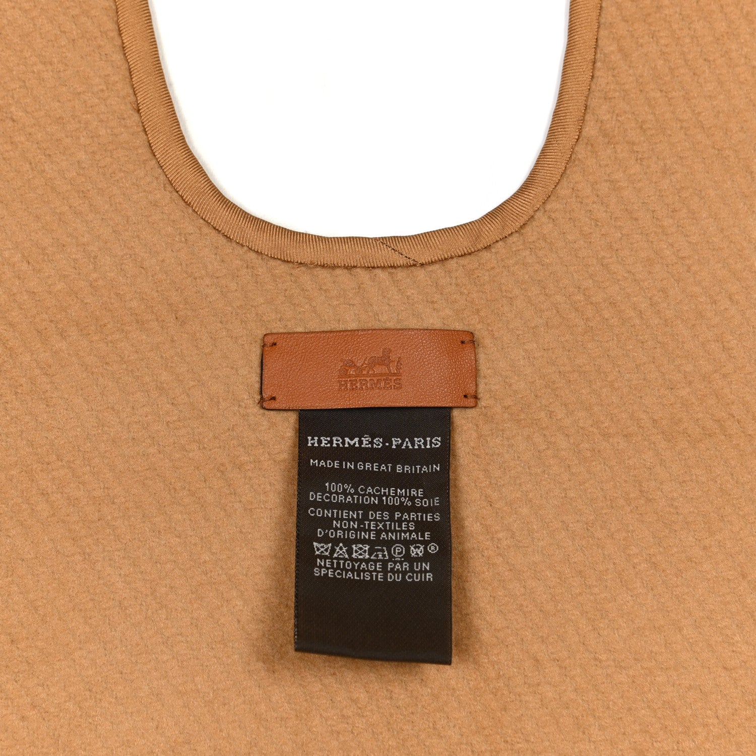 Hermes Cashmere Silk H Passant Poncho Ecru Noisette Camel 2 of 3