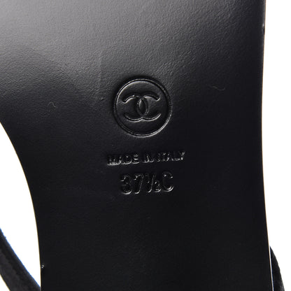 Chanel Suede Pearl Thong Sandals 37.5 Black 7 of 7