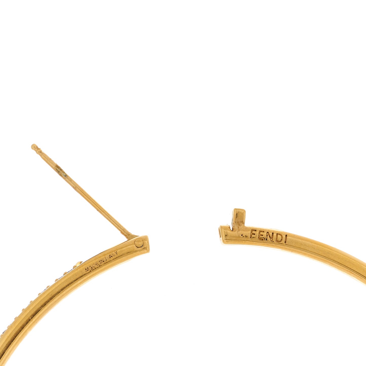 Metal Crystal Large F is Fendi Hoop Earrings Yellow Gold