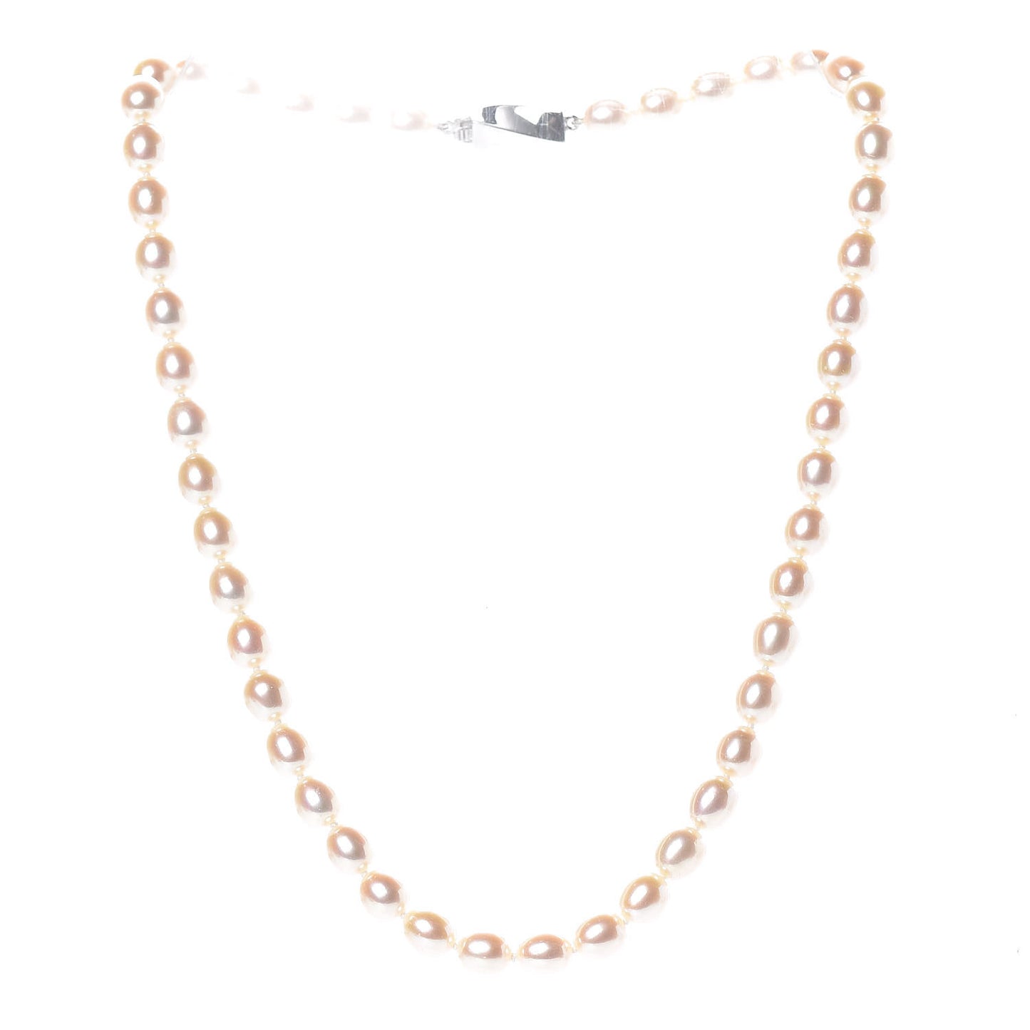 Sterling Silver Pearl 7mm Strand Twist Clasp Necklace