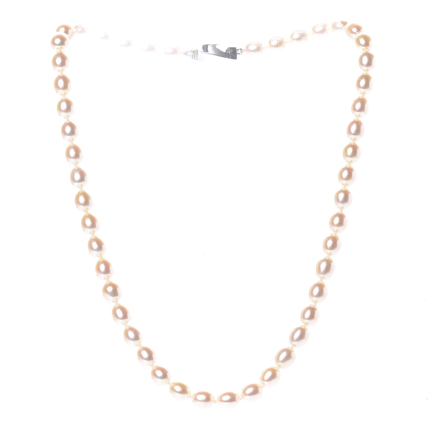 Tiffany Sterling Silver Pearl 7mm Strand Twist Clasp Necklace 3 of 6