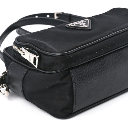 Prada Nylon Saffiano Vela Double Zip Crossbody Bag Black 11 of 12