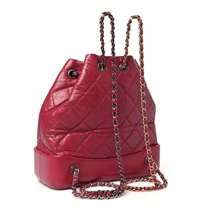 Chanel Aged Calfskin Quilted Small Gabrielle Backpack Dark Pink 3 of 12