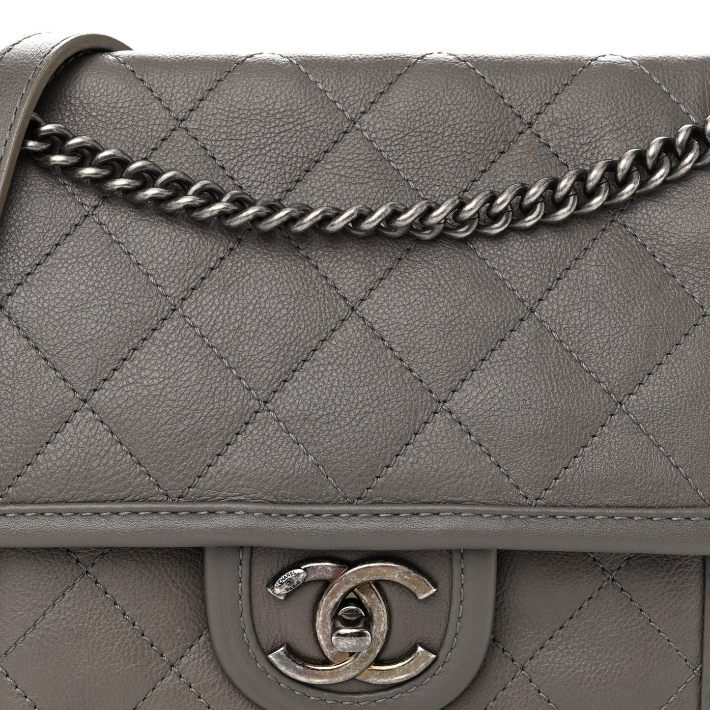 Calfskin Quilted Mini French Riviera Flap Grey