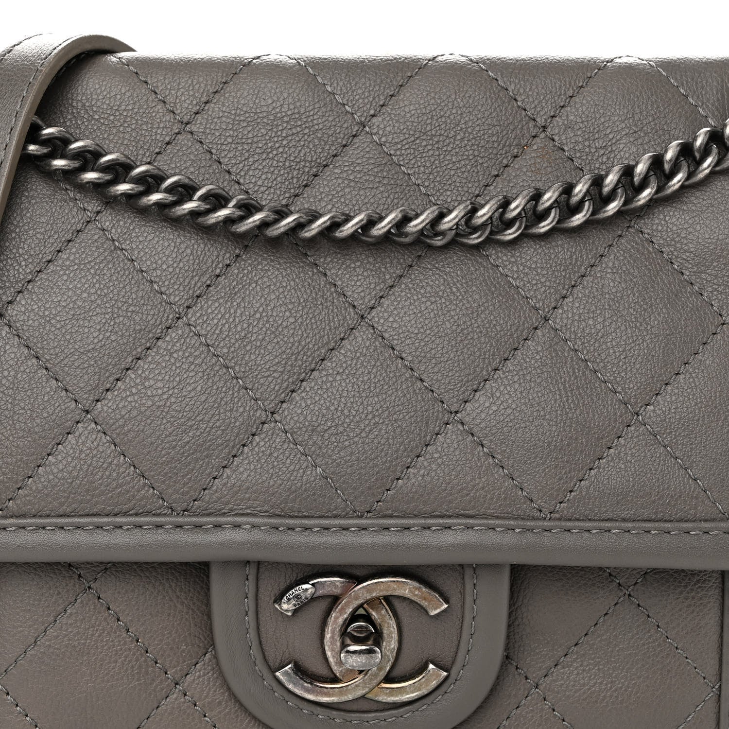 Chanel Calfskin Quilted Mini French Riviera Flap Grey 8 of 10