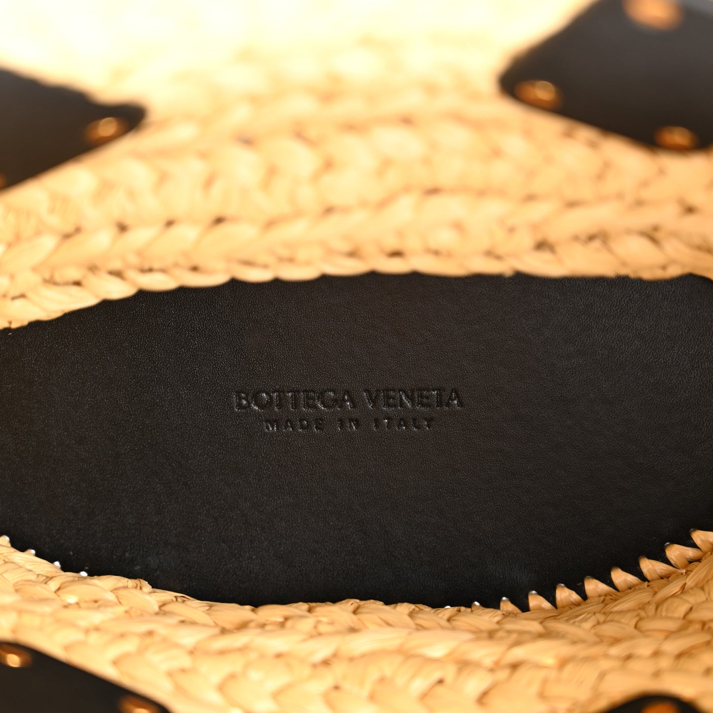 Raffia Calfskin Small Arco Basket Black
