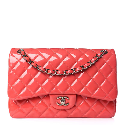 Chanel Patent Quilted Jumbo Double Flap Pink 1 of 9