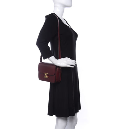 Celine Shiny Calfskin Medium Triomphe Light Burgundy 2 of 10