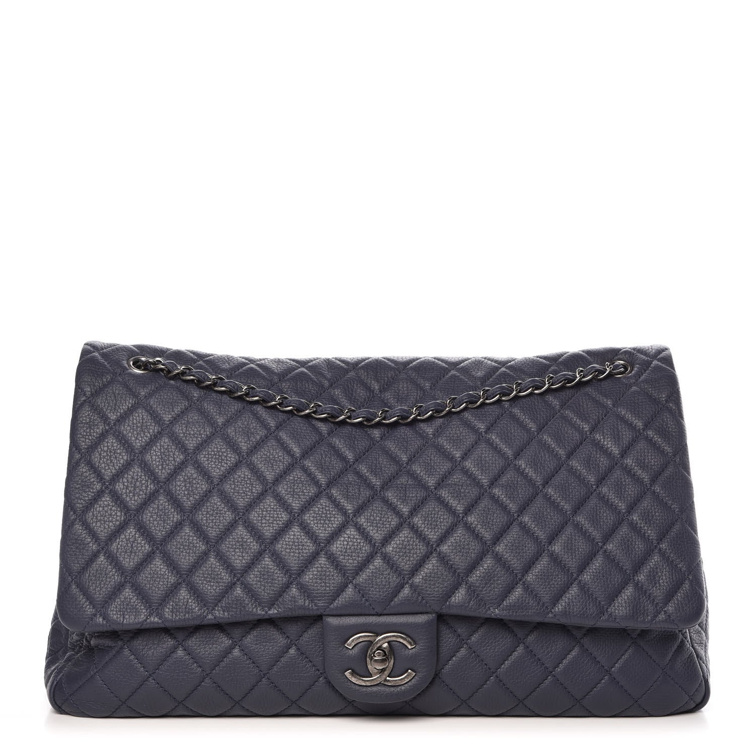 Chanel Calfskin Quilted XXL Travel Flap Bag Navy 1 of 11