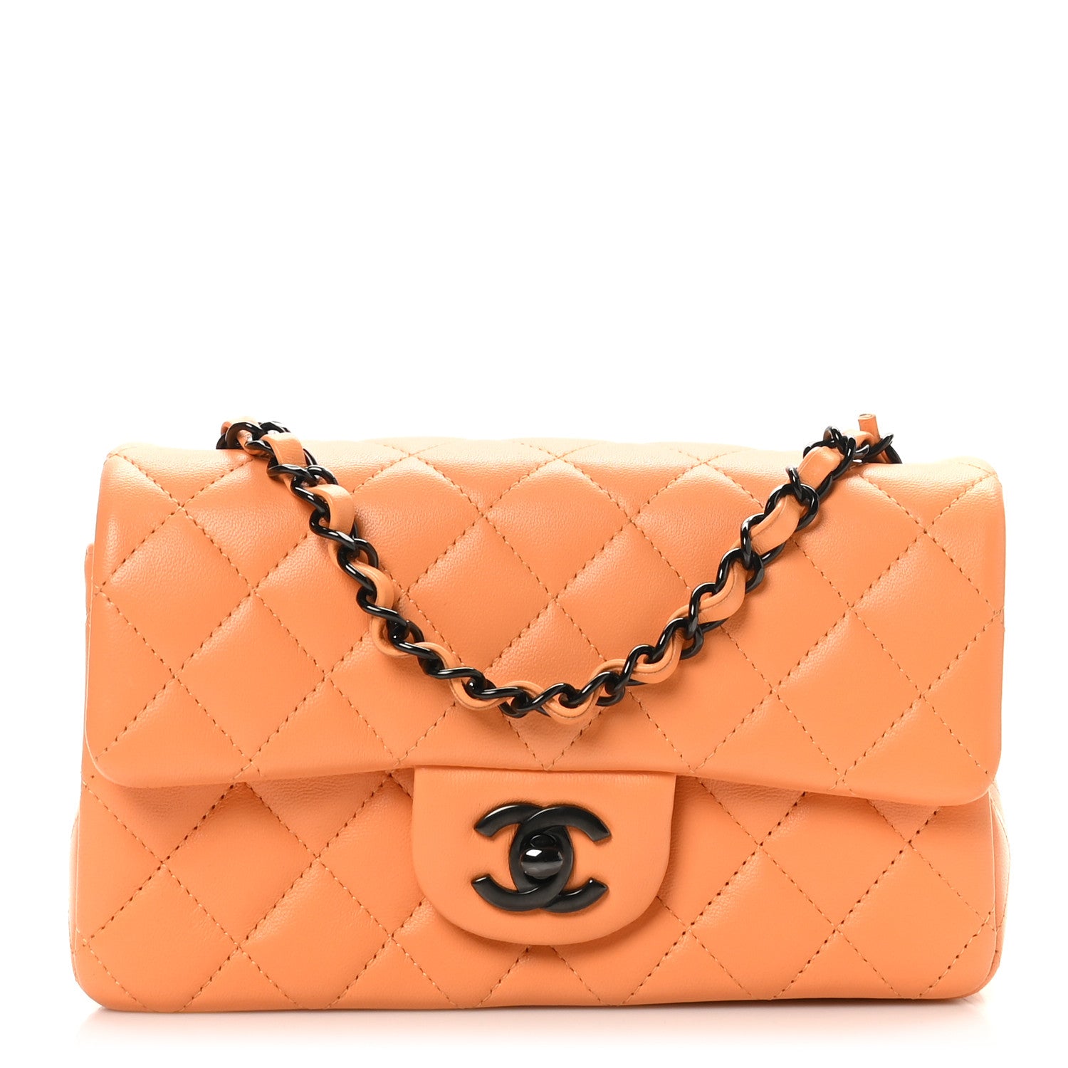Chanel Lambskin Quilted Mini Rectangular Flap Orange 1 of 11