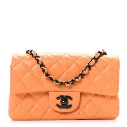 Chanel Lambskin Quilted Mini Rectangular Flap Orange 1 of 11