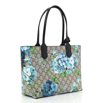 Gucci GG Supreme Monogram Blooms Small Reversible Tote Beige Blue Navy 3 of 13