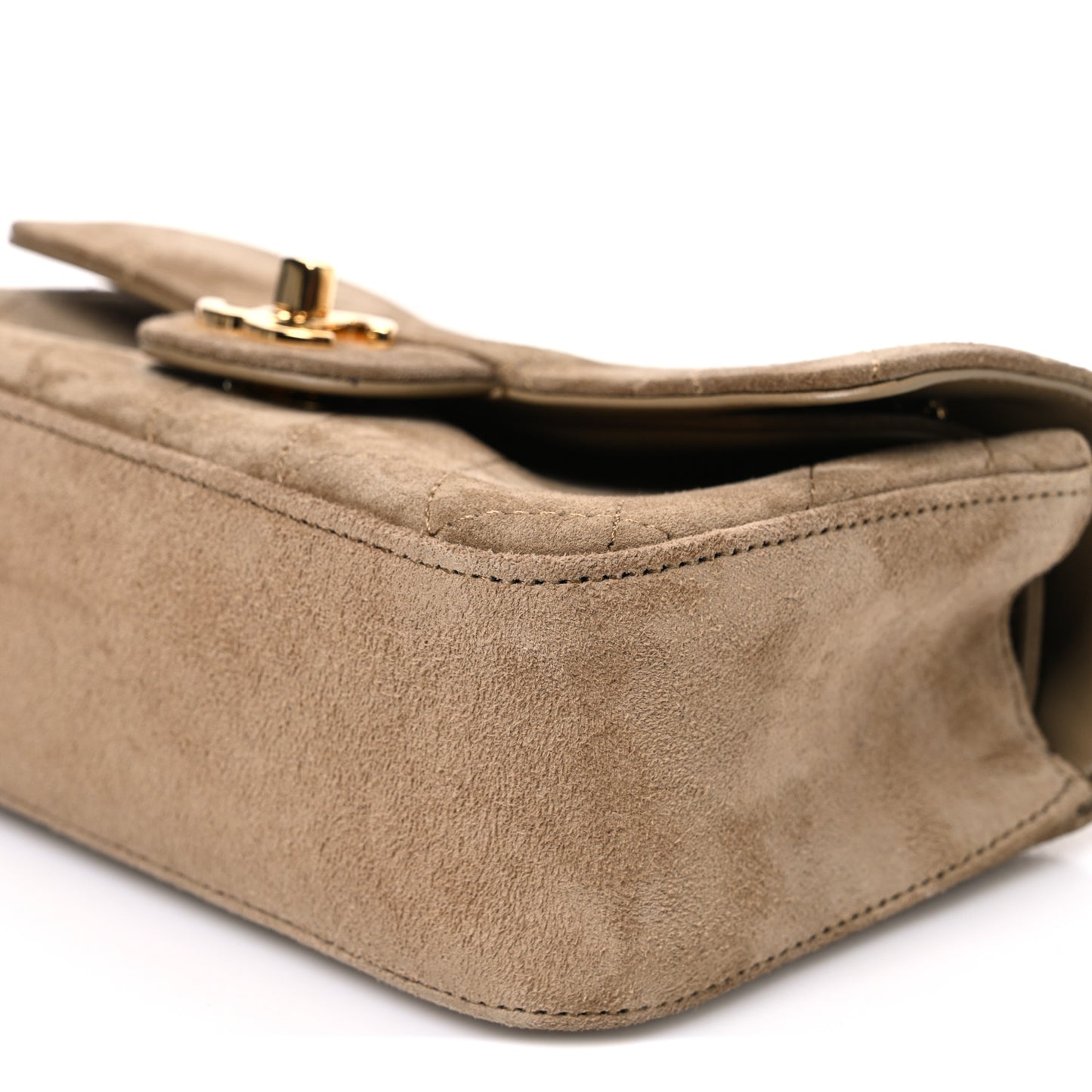 Suede Calfskin Mini Souplissimo Flap Dark Beige