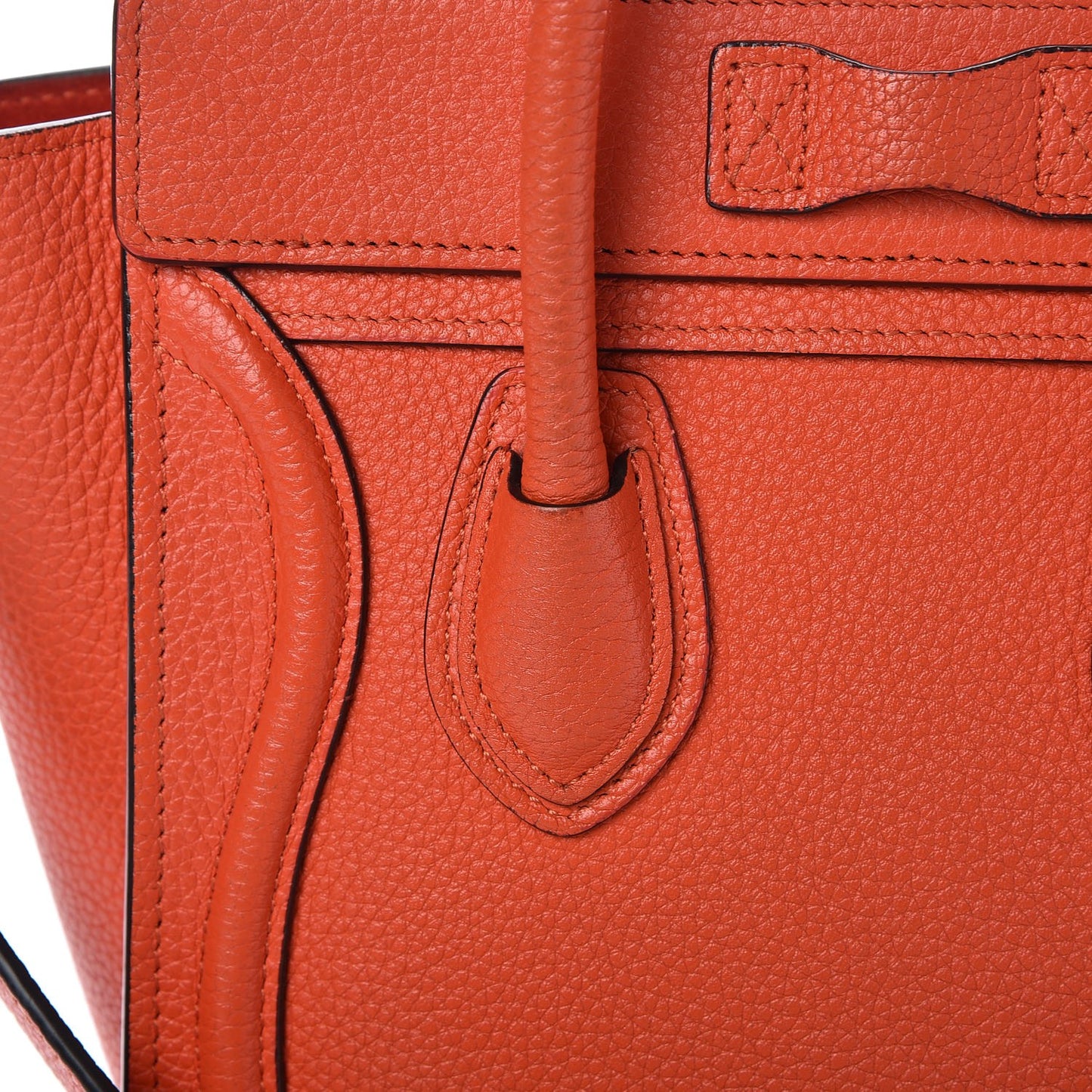 Drummed Calfskin Nano Luggage Vermillion
