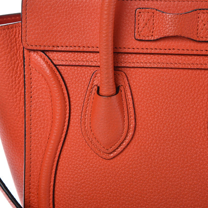 Celine Drummed Calfskin Nano Luggage Vermillion 12 of 15