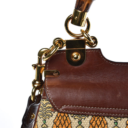 Gucci Canvas Pigna Print Peggy Bamboo Top Handle Bag Brown 11 of 13