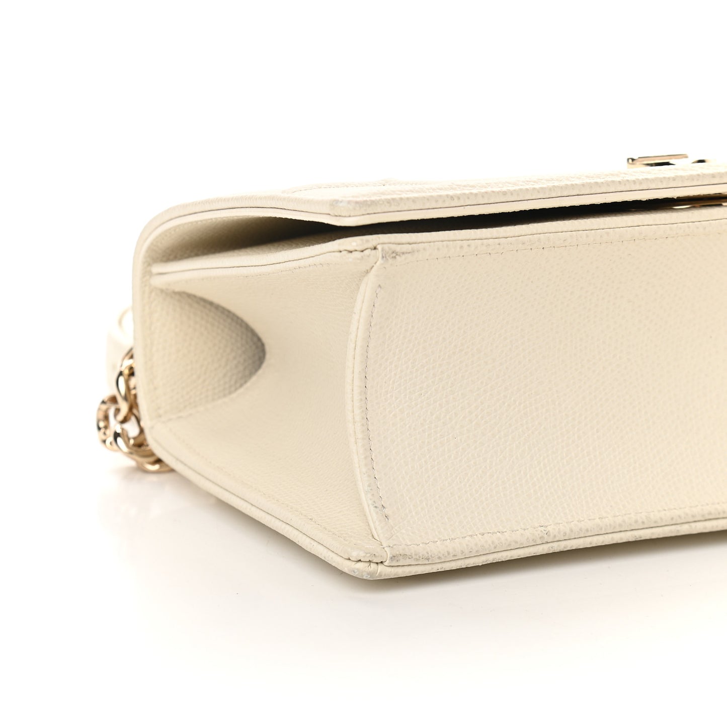 Grained Calfskin Cannage Small Diorama Flap Bag Off White