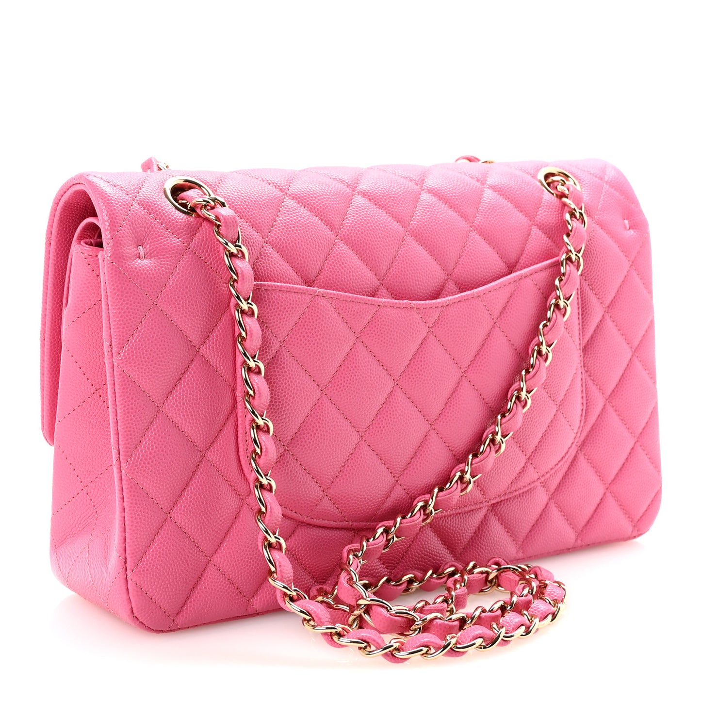 Caviar Quilted Medium Double Flap Pink