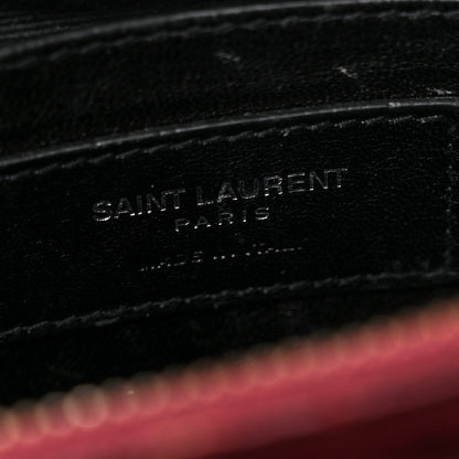 Saint Laurent Sheepskin Matelasse Chevron Monogram Medium College Bag Rouge Legion 7 of 13