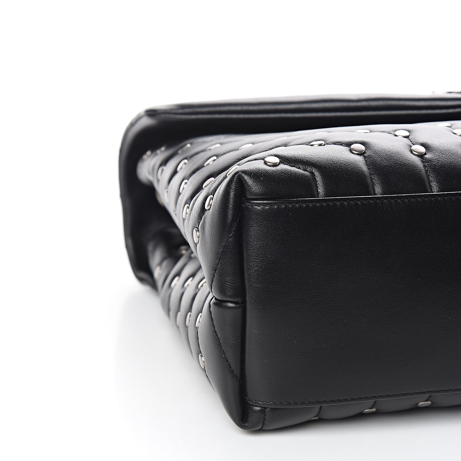 Saint Laurent Calfskin Studded Y Quilted Monogram Medium Loulou Chain Satchel Black 7 of 9