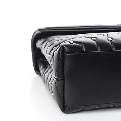 Saint Laurent Calfskin Studded Y Quilted Monogram Medium Loulou Chain Satchel Black 7 of 9