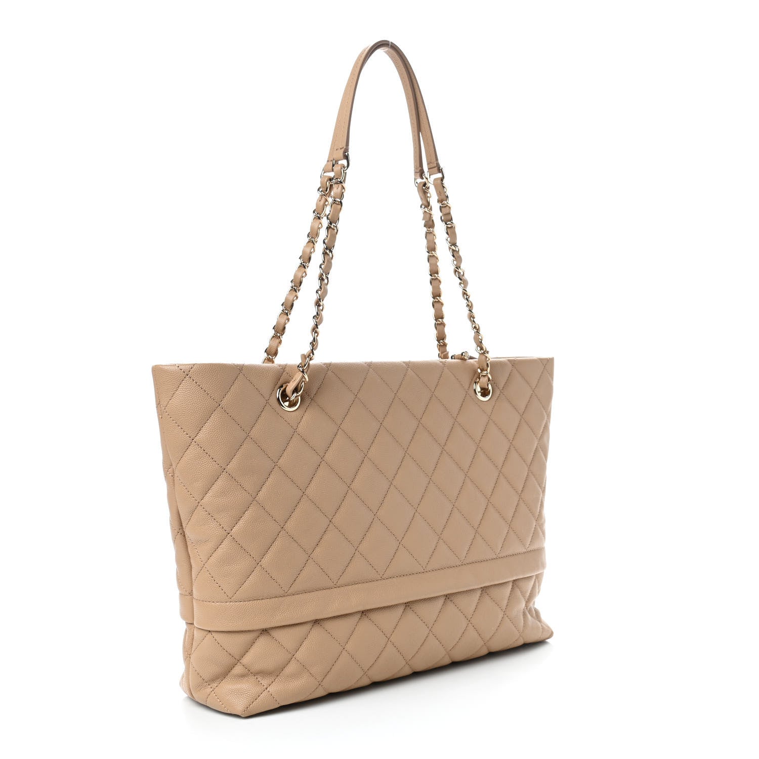 Chanel Caviar Quilted Rolled Up Tote Beige 3 of 9