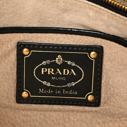 Prada Goatskin Woven Zip Clutch Moro Black 6 of 6