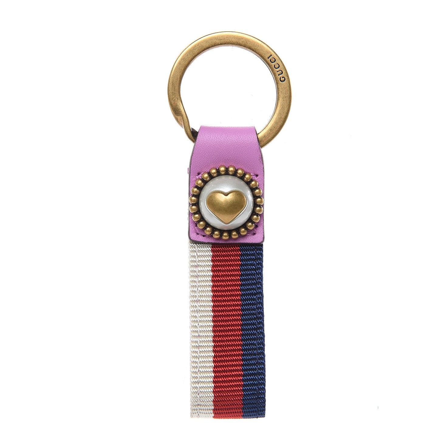 Web Nylon Pearl Heart Key Ring Candy Mousse Navy