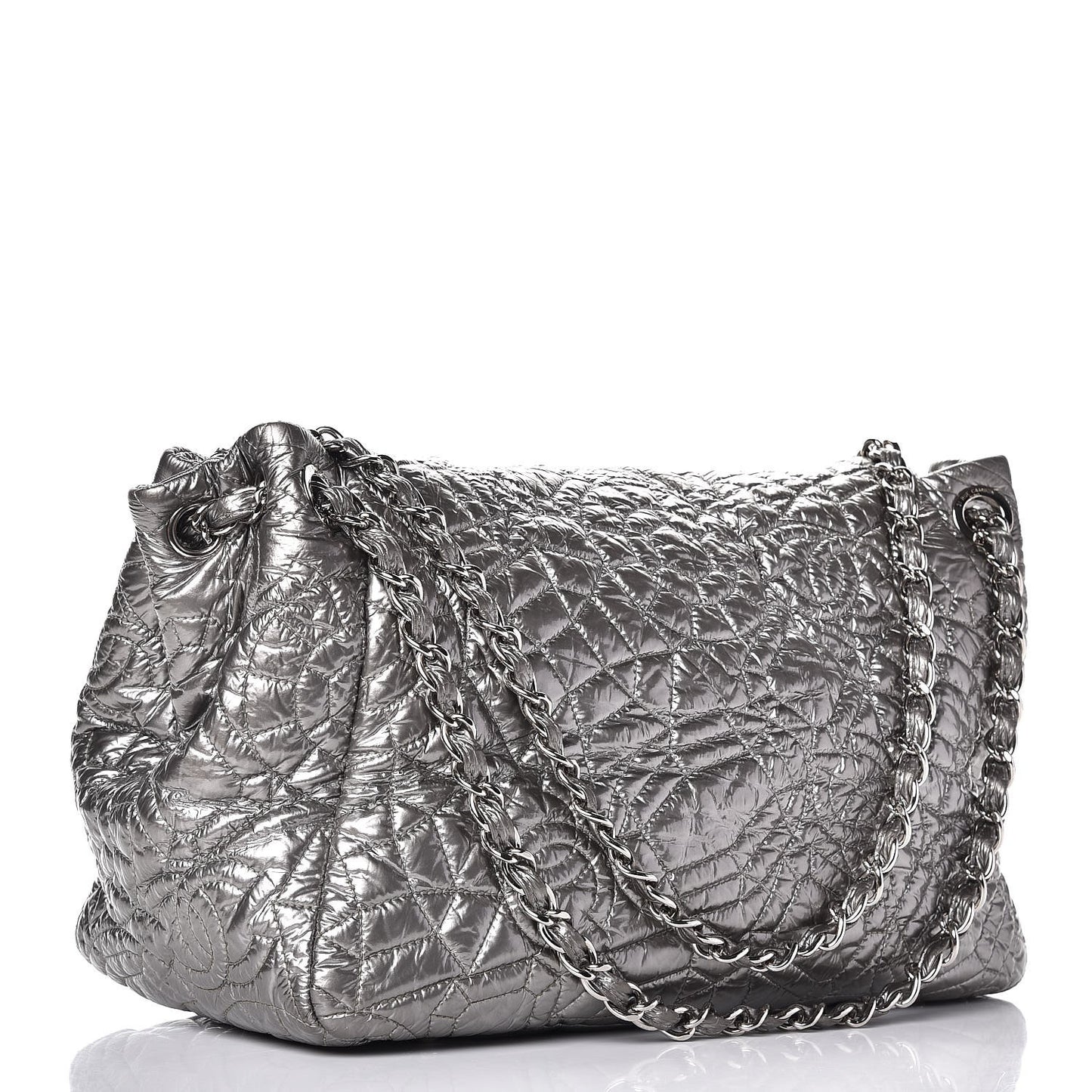 Vinyl Graphic Edge Accordion Flap Bag Silver
