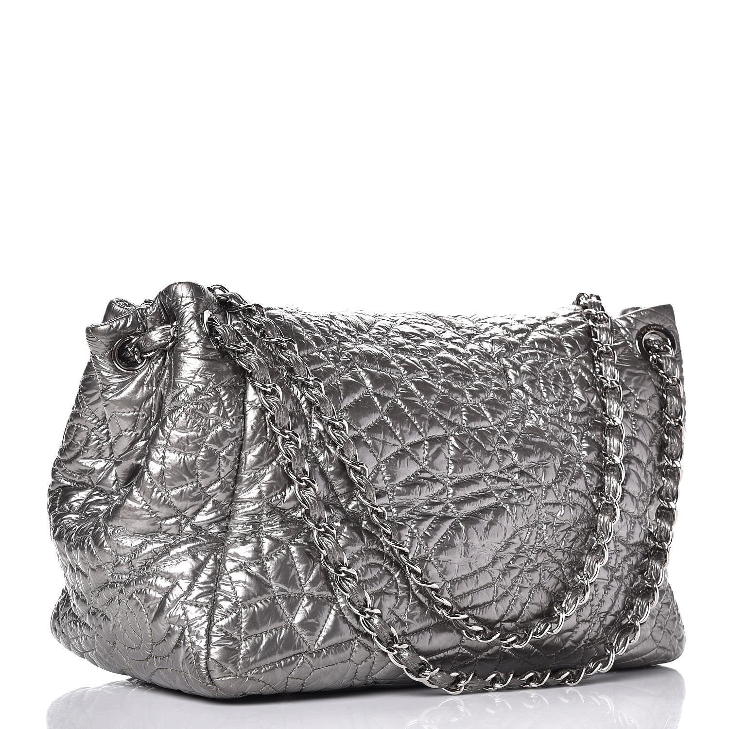 Chanel Vinyl Graphic Edge Accordion Flap Bag Silver 3 of 9