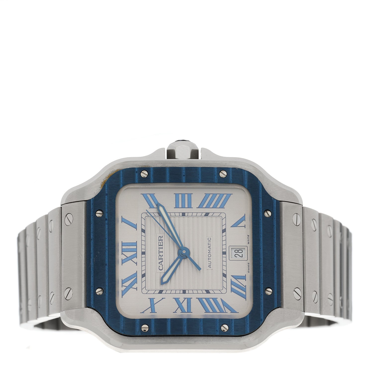 Cartier Stainless Steel 39.8mm Santos De Cartier Automatic Watch Grey 2 of 4