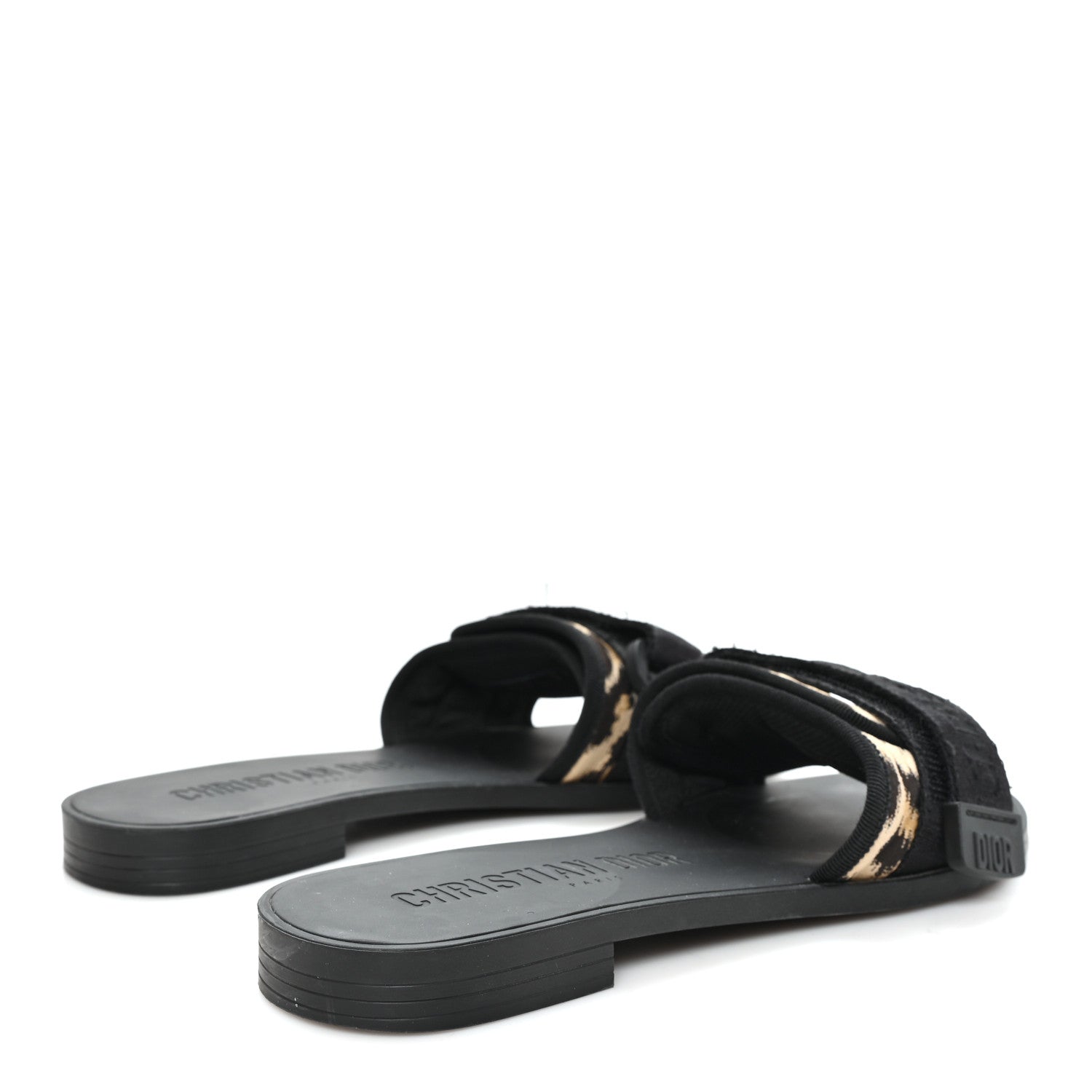 Christian Dior Technical Stretch Fabric Leopard Dio(r)evolution Slide Sandals 39 Black Natural 5 of 11