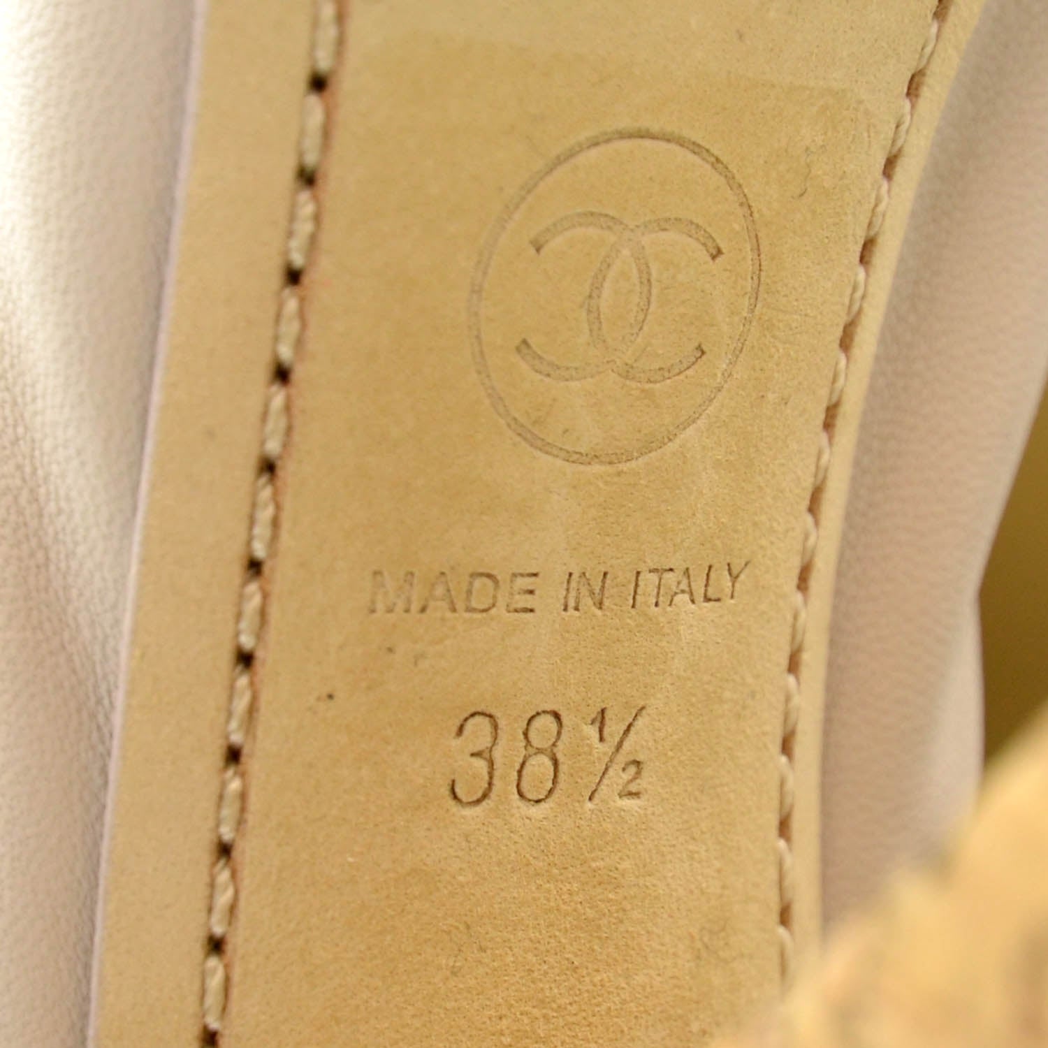 Chanel Cork Raffia Camellia Elastic Pumps Heels 38.5 5 of 6