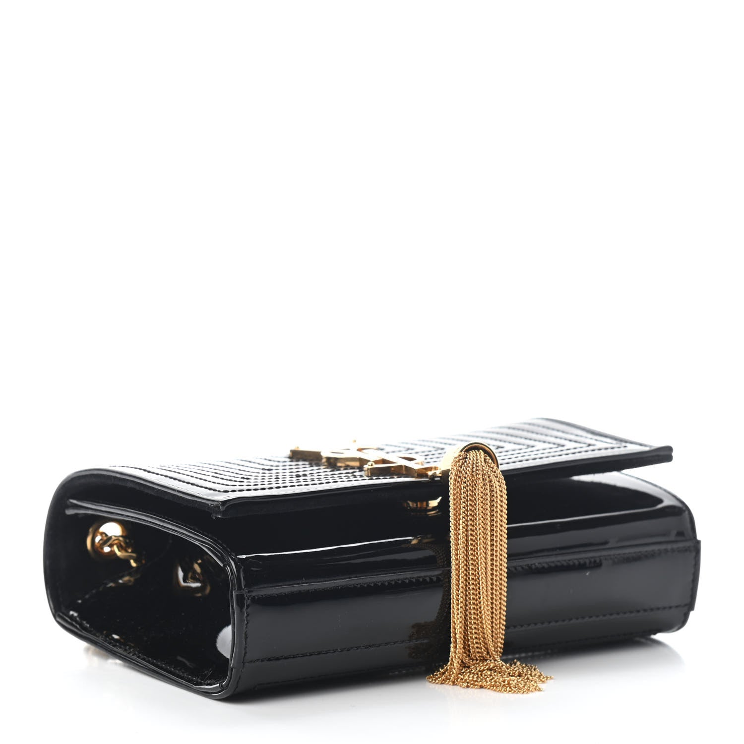 Saint Laurent Patent Quilted Small Classic Monogram Kate Tassel Satchel Black 4 of 7