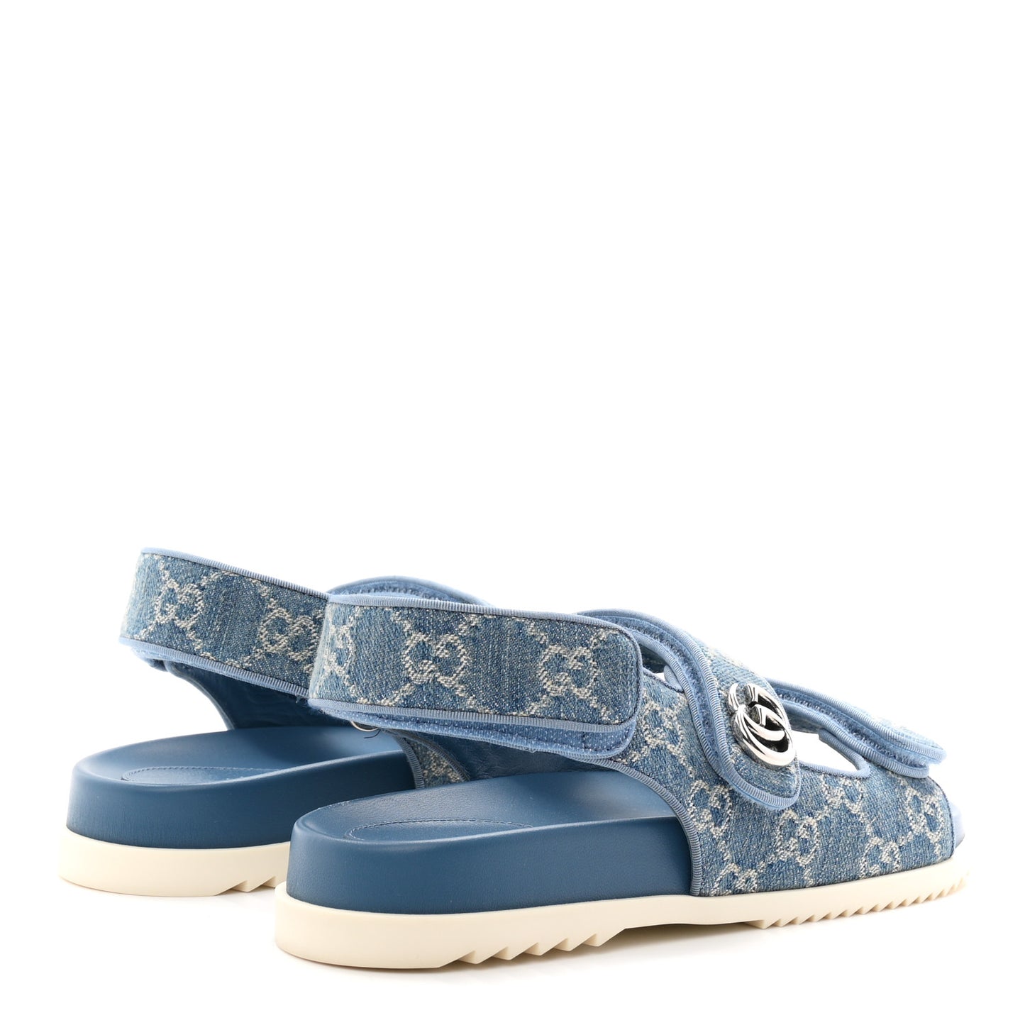 New Denim Delave GG Monogram Womens Dad Sandals 37 Light Blue Avion